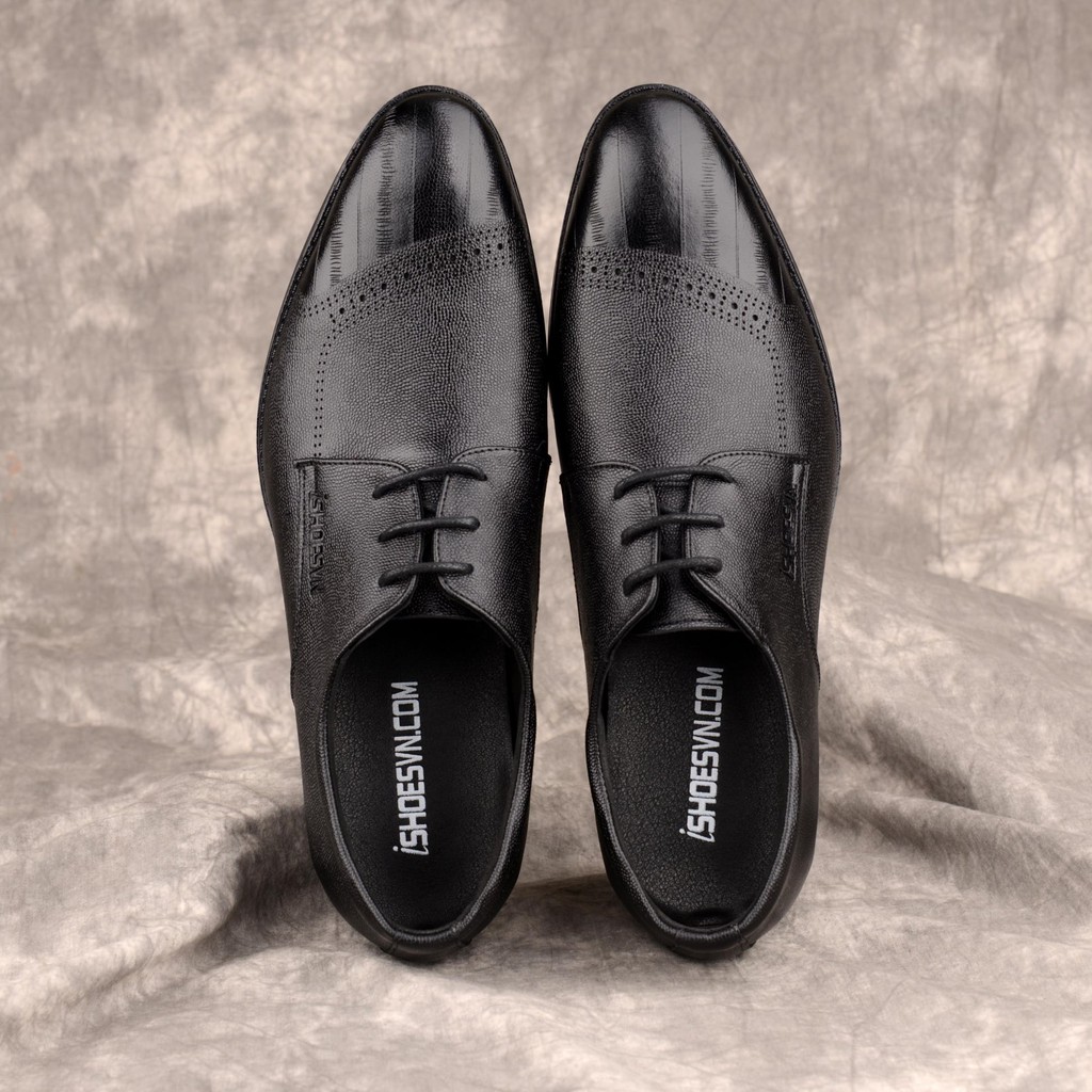 Giày Nam Công sở Buộc Dây Tăng Chiều Cao da bò thật ISHOESVN IS430