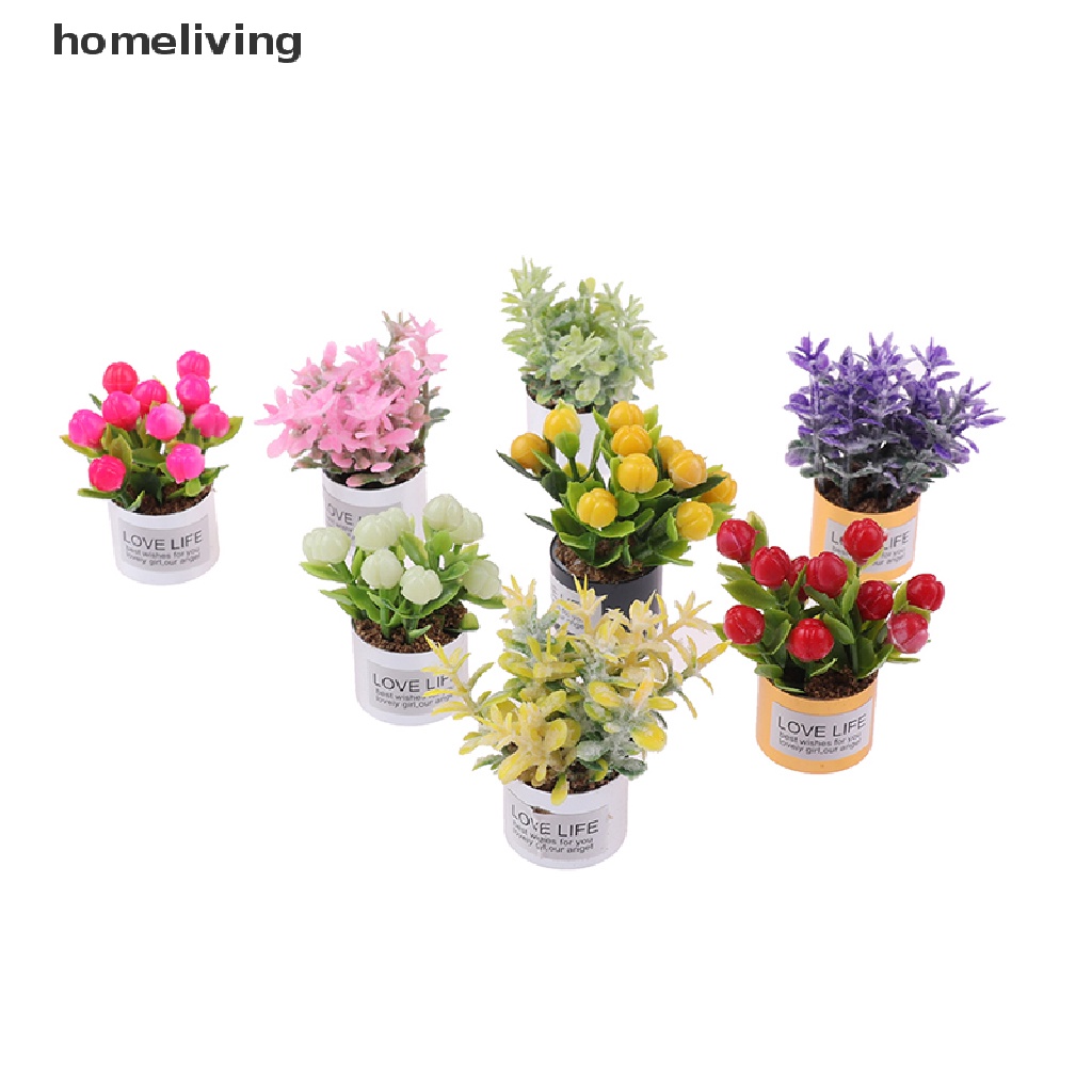 1 Chậu Cây Hoa Oải Hương Mini Bằng Sắt Tỉ Lệ 1: 12 Trang Trí Nhà Búp Bê