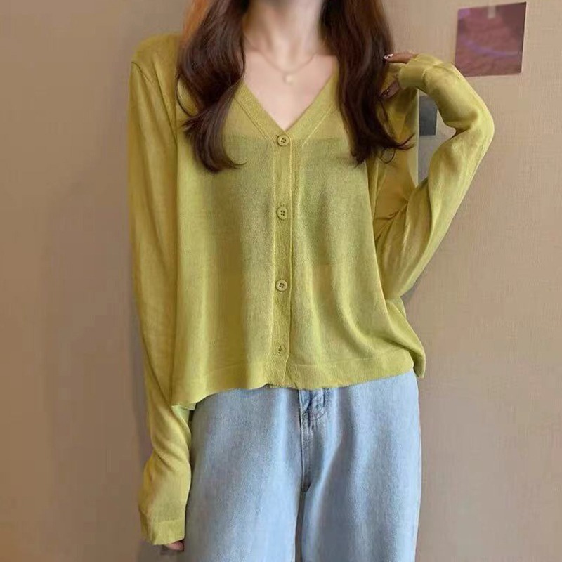 Áo cardigan cổ chữ v tay dài dáng rộng thiết kế thời trang dành cho nữ