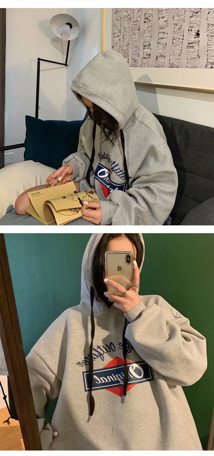 Áo hoodie dáng rộng in chữ phong cách trẻ trung cho giới trẻ | BigBuy360 - bigbuy360.vn