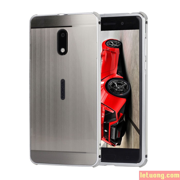 Ốp lưng Nokia 6 LT Metal nhôm phay + Dán lưng Carbon