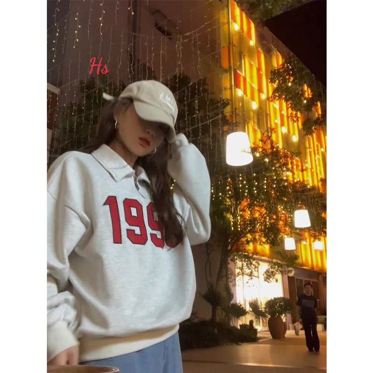 Áo sweater khoá cổ thêu 1996 , chất liệu bozip dày cộm SP000812