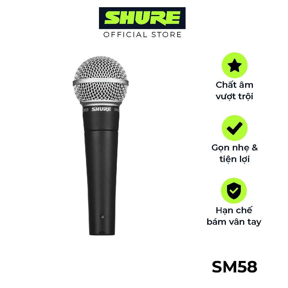 Micro Karaoke Shure SM58LC-Chính hãng - Dành cho thuyết trình, trình diễn, karaoke