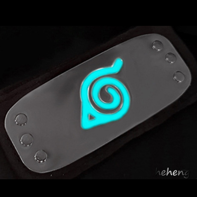 Băng Đô Hóa Trang Ninja Với Logo Làng Lá Mạ Kim Loại Dạ Quang