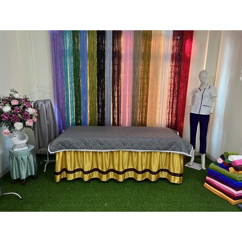 Tấm phủ trần bông vải poly phối ren 1,2X2,2m spa, mi, phun xăm thẩm mỹ