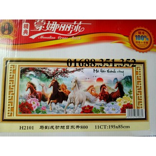 Tranh thêu chữ thập Mã đáo thành công H2101-H2102