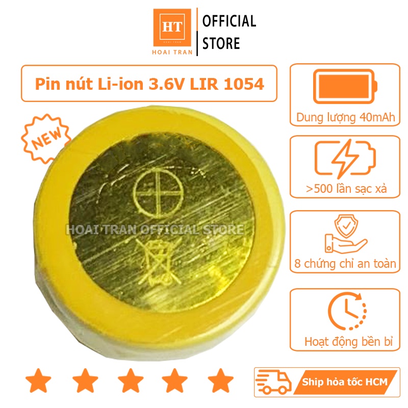 Pin nút Li-ion 3.6V LIR 1054 40mAh (Lithium ion) cho tai nghe Bluetooth TWS, có thể sạc lại được