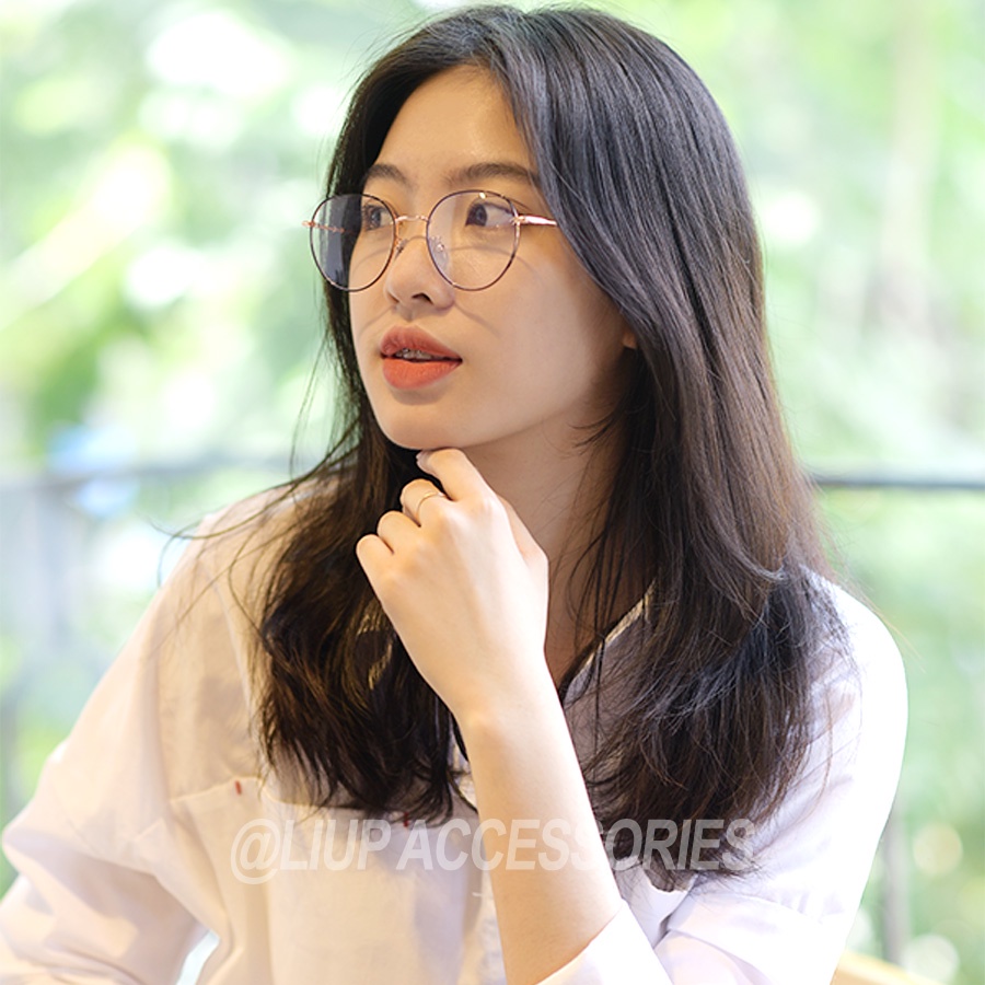 Gọng kính cận kim loại nam nữ mắt tròn thanh mảnh 2998 Liup Eyewear nhiều màu đen, bạc, hồng, thời trang unisex