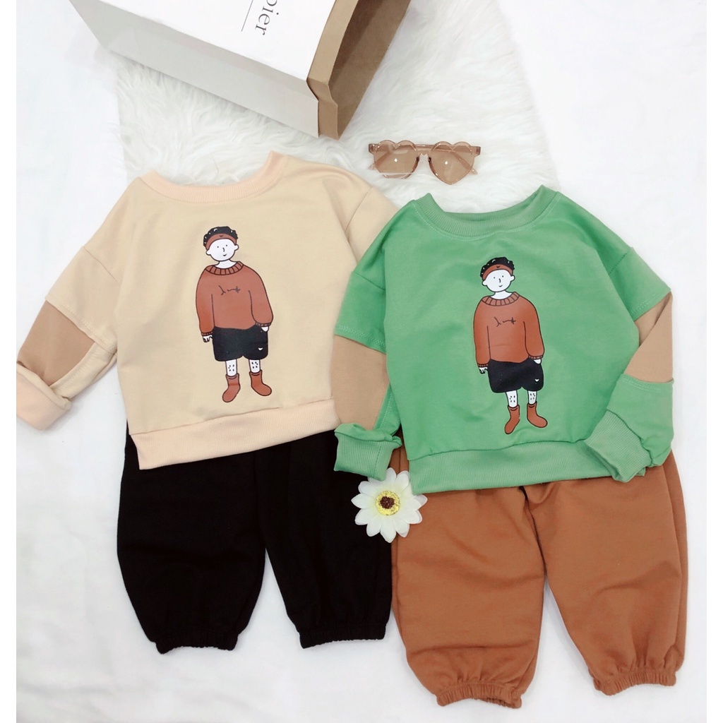 Set đồ thời trang thu đông cho bé trai, bé gái phong cách Hàn Quốc (10-20kg)