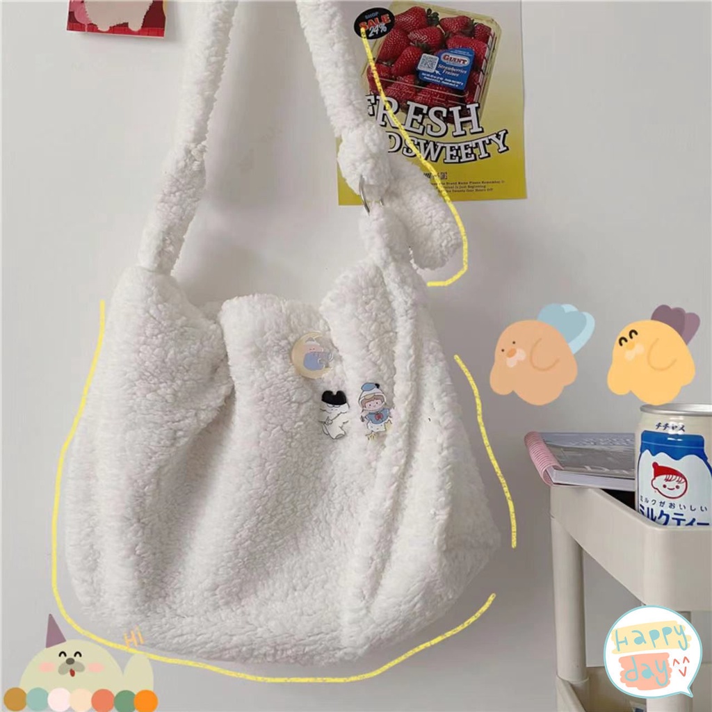 Túi Xách Lông Nhung Kích Thước Lớn Dễ Thương Xinh Xắn Cho Nữ