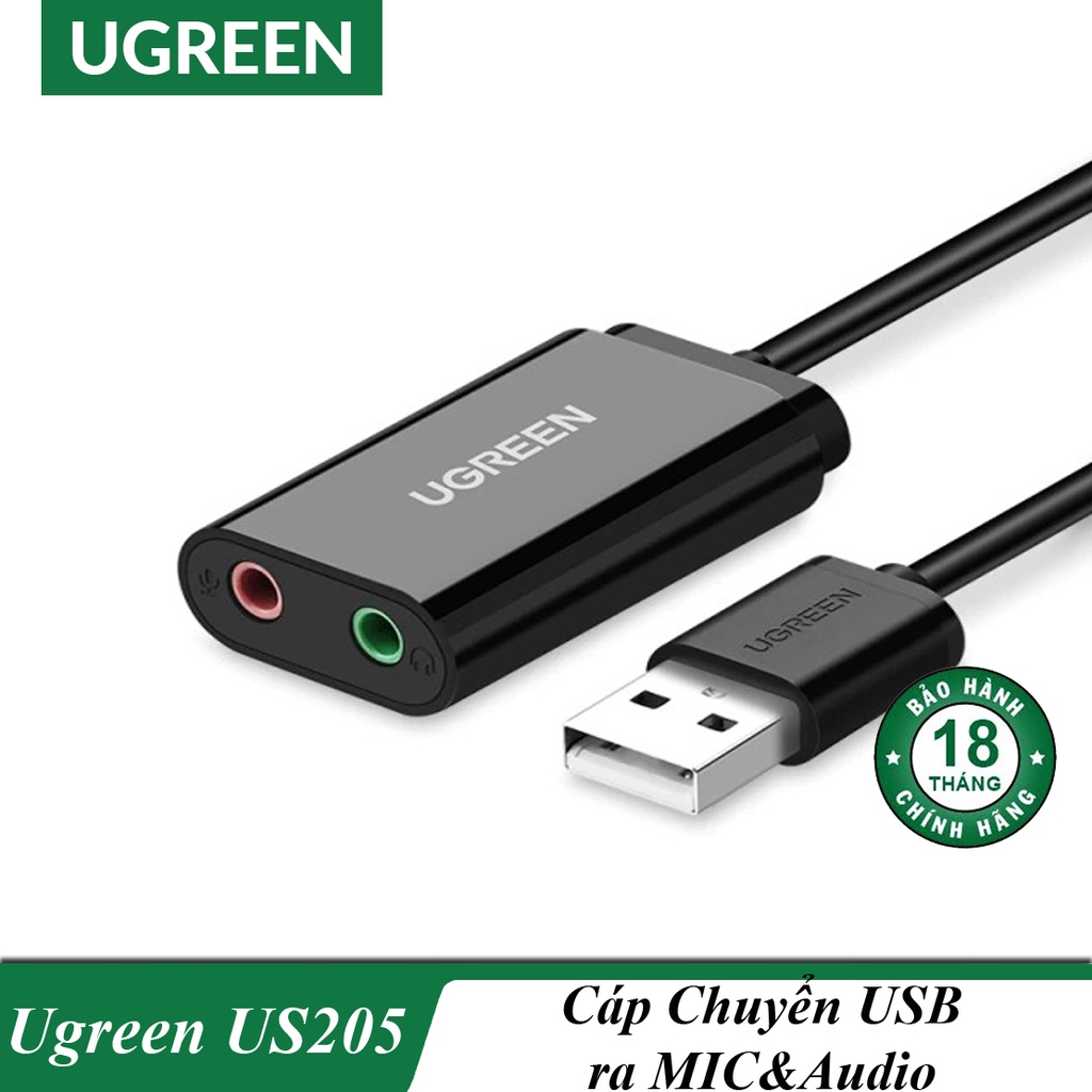 Cáp Chuyển USB Ra Mic + Audio Chính Hãng UGREEN US205 Cao Cấp