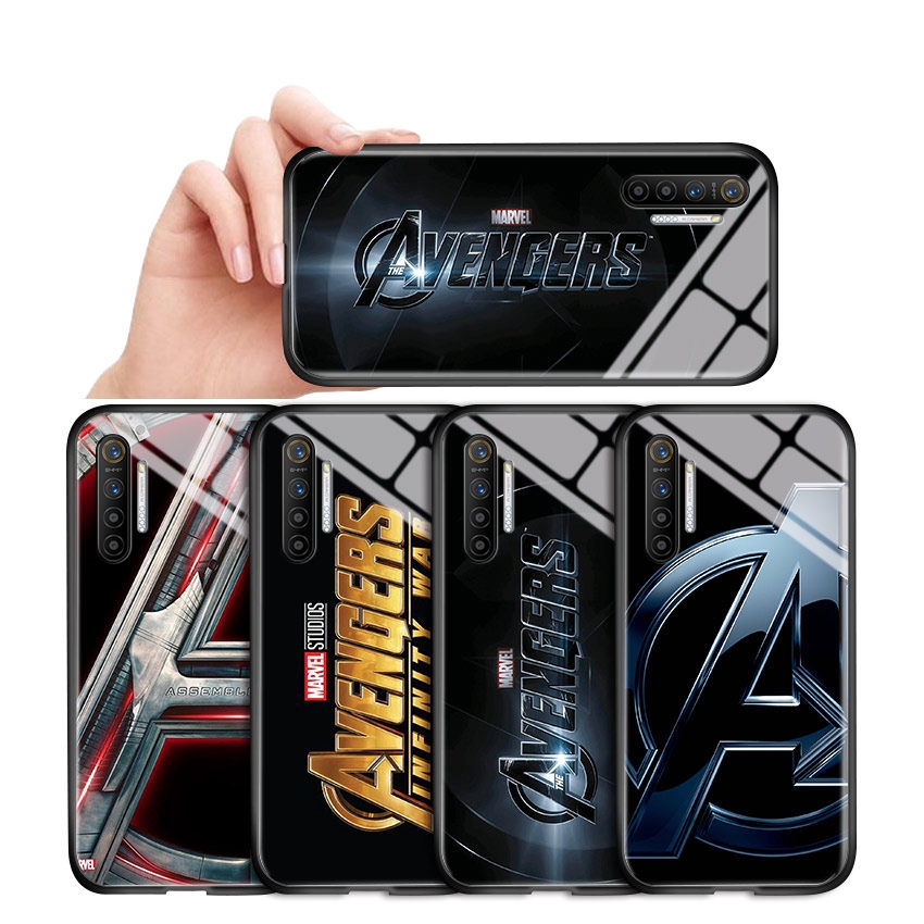 Ốp Điện Thoại Kính Cường Lực Bóng In Hình Marvel The Avengers Cho Oppo Realme 6 6I 6 Pro Realme C3 C2 Realme 5 5S 5I 5 Pro