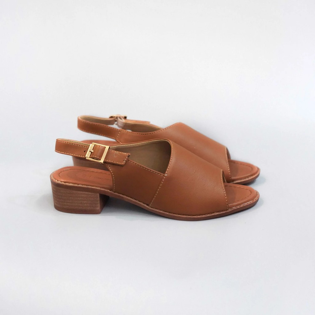 Dép Sandal Next da thật gót cao - Nâu