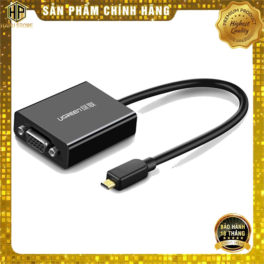 [Mã ELHACE giảm 4% đơn 300K] Cáp chuyển đổi Micro HDMI to VGA Ugreen 40268 chính hãng - Hapustore