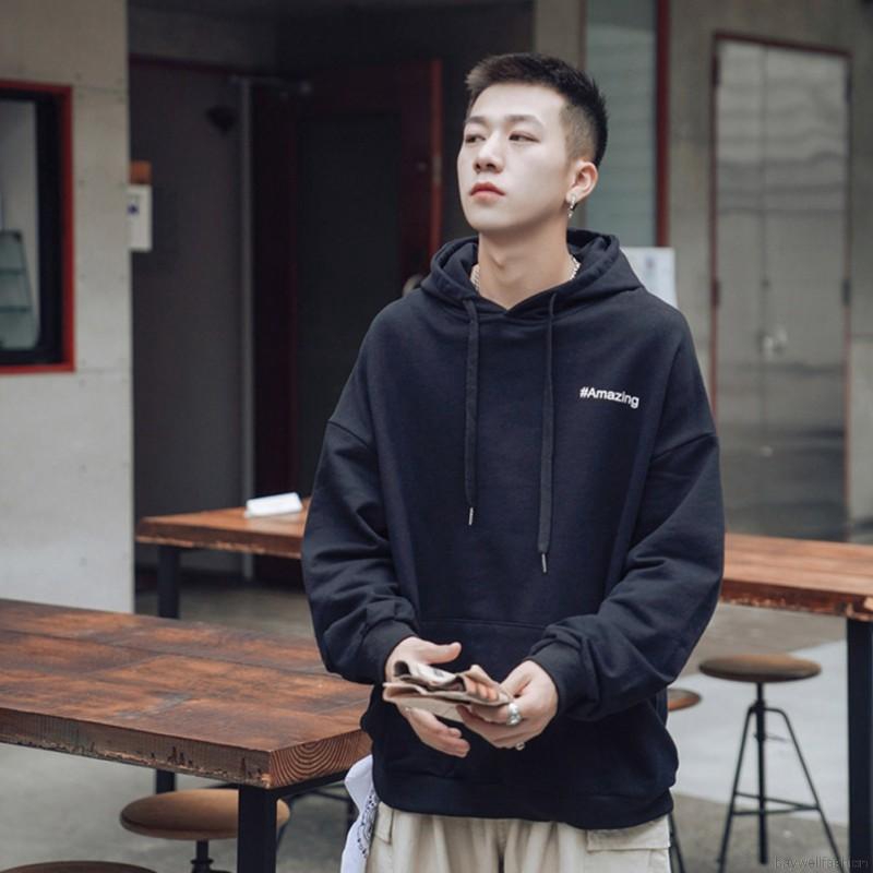 [Baywellfashion]Áo Hoodie Nam Dáng Rộng In Chữ