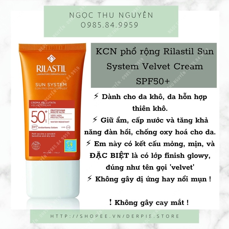 ( Bill Italy ) Kem chống nắng phổ rộng Rilastil Sun System SPF50+