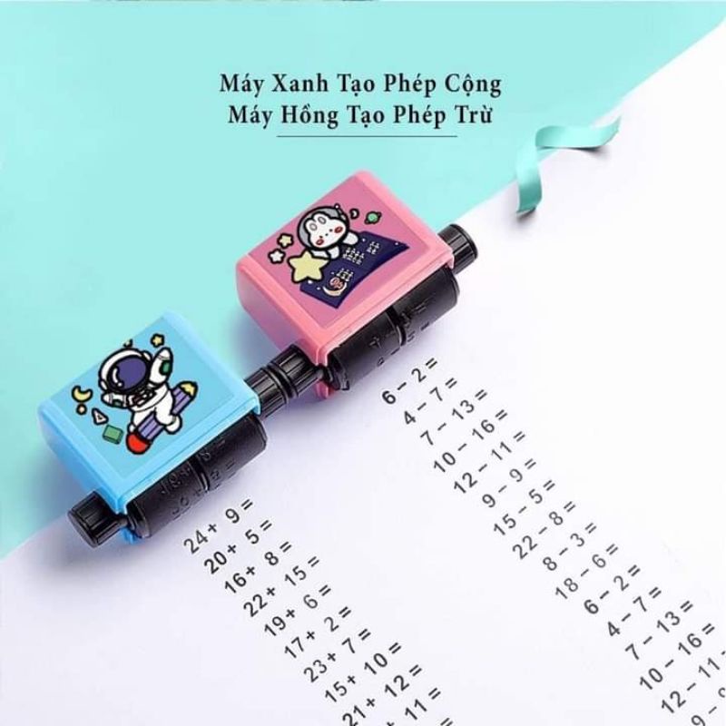 Máy in con lăn tạo phép tính cộng trừ cho bé học Toán ra bài tập
