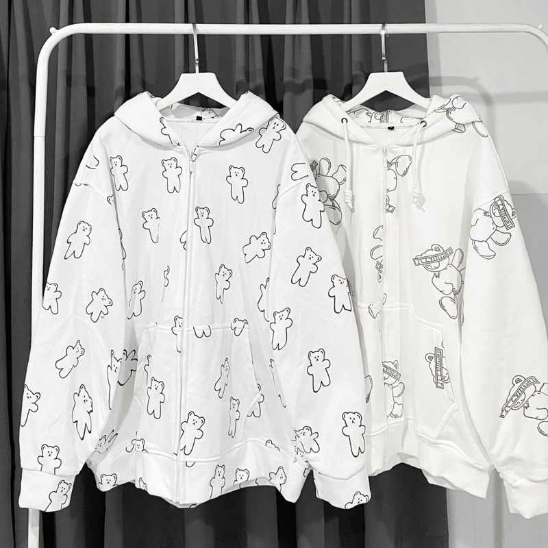 Áo Khoác Dây Kéo Nỉ TEDDY cute ulzzang unisex pqk | BigBuy360 - bigbuy360.vn