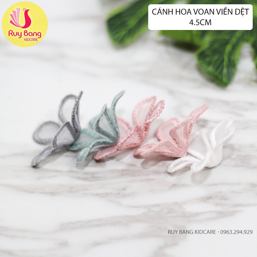 Cánh hoa ren 5 cánh dùng làm hoa đính kết lên váy áo và kẹp càng cua dây buộc tóc nữ