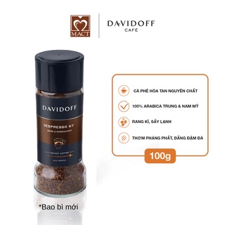 Cà phê hòa tan DAVIDOFF CAFÉ ESPRESSO 57 - 100% hạt Arabica - Thơm phảng phất, đắng đậm đà - lọ 100g