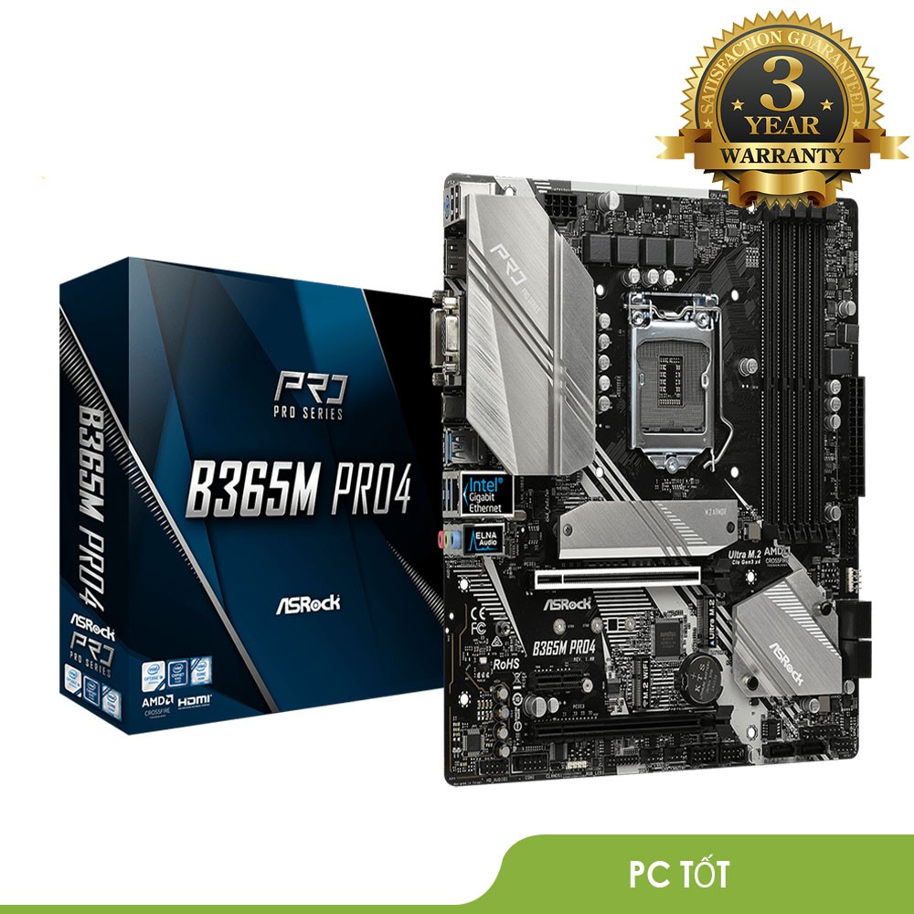 [Mã ELCL99 giảm 7% đơn 500K] Mainboard Asrock B365M Pro4 Socket 1151 m-ATX-BH 36 T