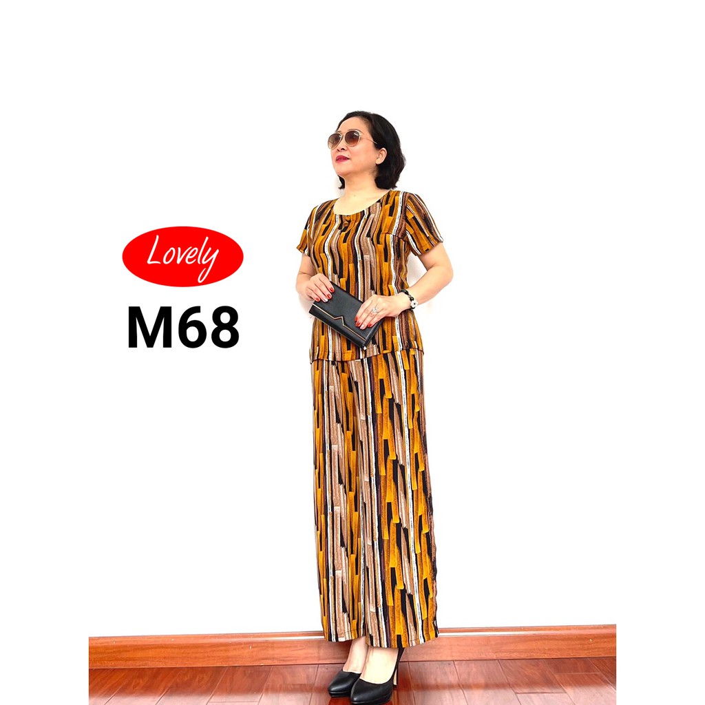 2021 Bộ Quần Áo Lụa Hàn Châu Tay Ngắn Cho Tuổi Trung Niên Cho Bà, Cho Mẹ Họa Tiết Cực Đẹp (M68-M73)