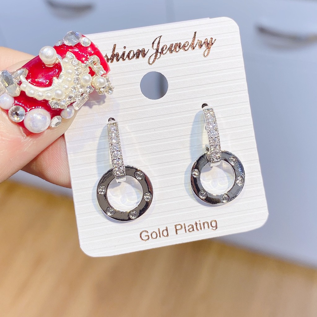 Bông Tai Nữ Bạc 925 Cá Tính Đính Đá Thương Hiệu Cao Cấp Mang Phong Cách Hàn Quốc  - MS105046