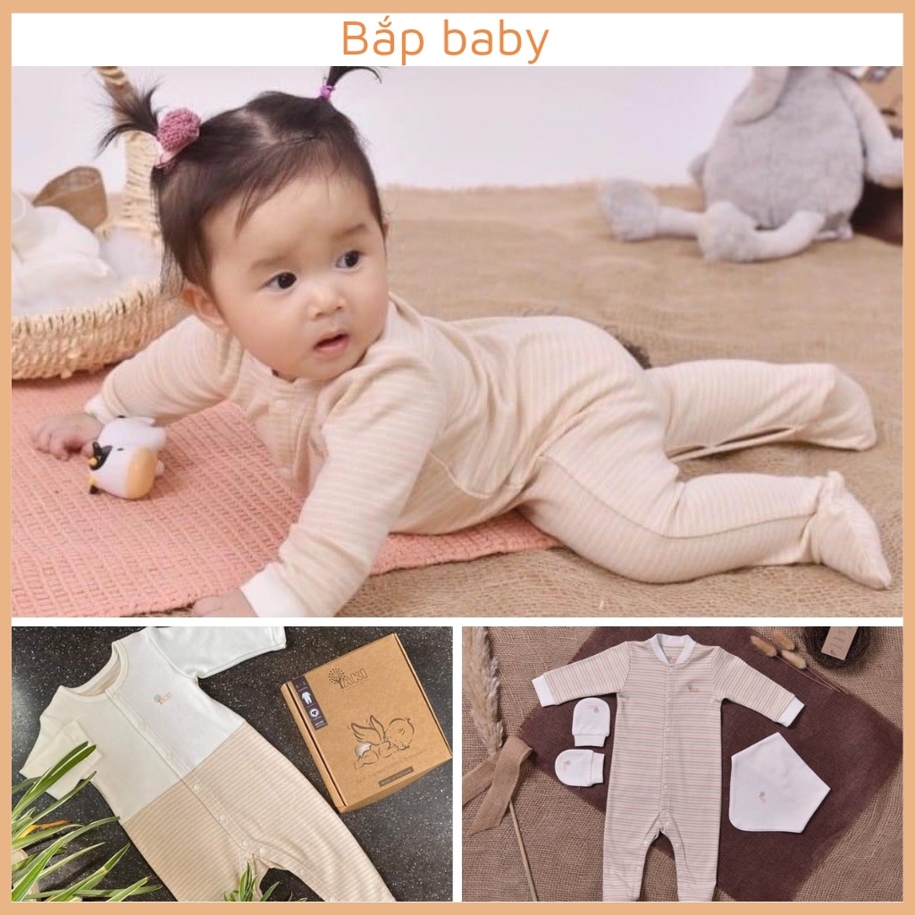 Body cho bé sơ sinh YAKI bộ body sơ sinh có bàn và không có bàn chất vải cotton origanic an toàn cho bé cho bé 0 9 tháng