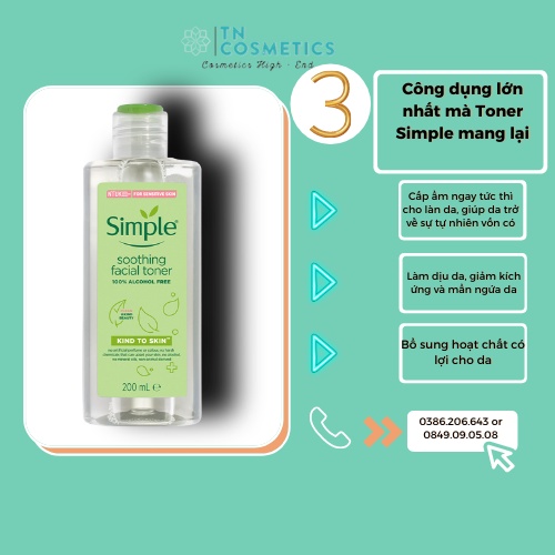 Nước Hoa Hồng Cho Da Nhạy Cảm Simple Kind To Skin Soothing Facial Toner 200ml TN2041 | BigBuy360 - bigbuy360.vn