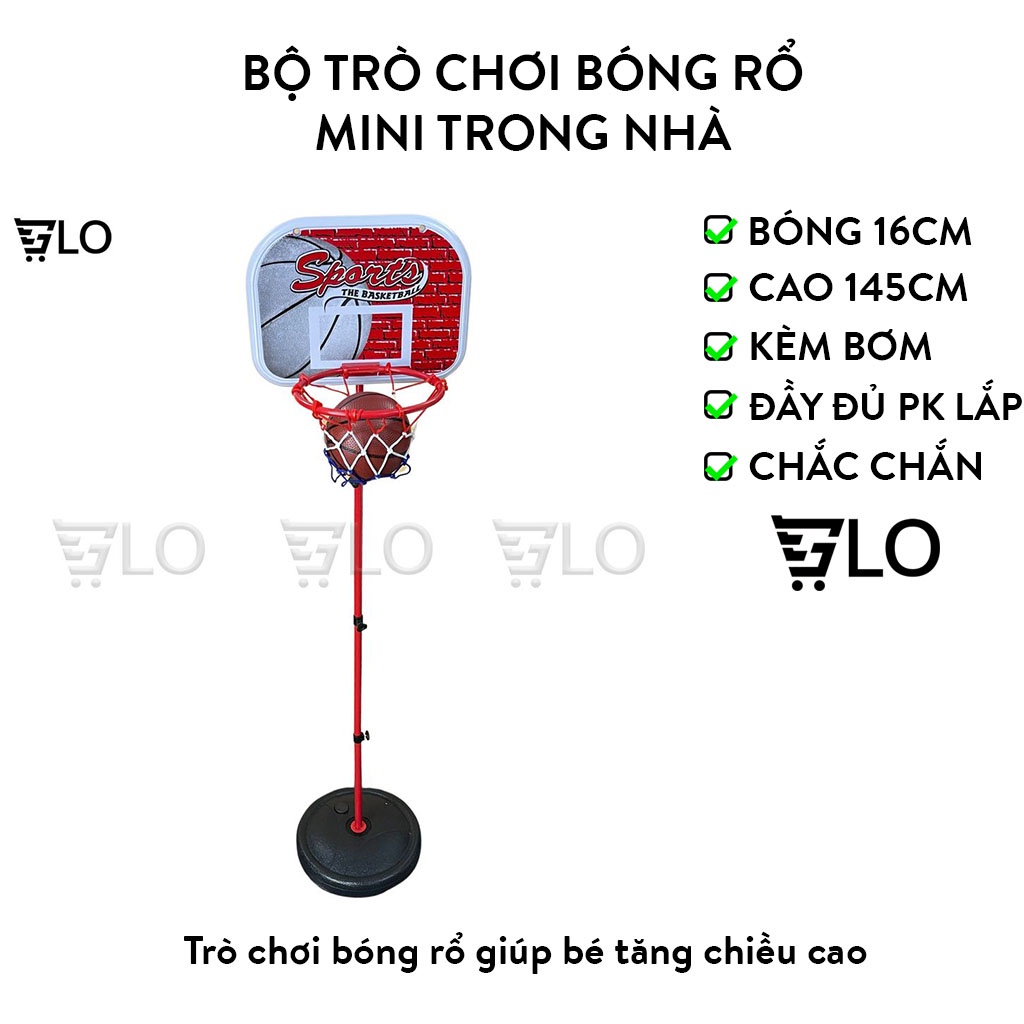 Bộ Trò Chơi Bóng Rổ Trụ Sắt Kèm Bóng Mini Trong Nhà Cho Bé Kèm Bơm