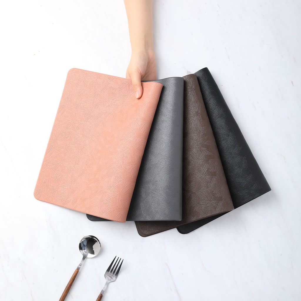 Tấm lót bàn ăn cao cấp da PU, lót đĩa, lót lọ hoa decor chịu nhiệt chống thấm p/c Bắc Âu