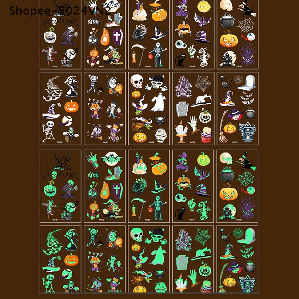 Set 10 Hình Xăm Dán Dạ Quang Chống Nước Chủ Đề Halloween