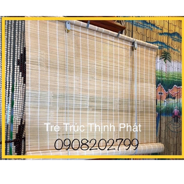 Màn sáo cuốn tre cửa sổ trong nhà. Mành tre trang trí tường chụp hình, làm trần tre, rèm tre che nắng( Làm theo KT)