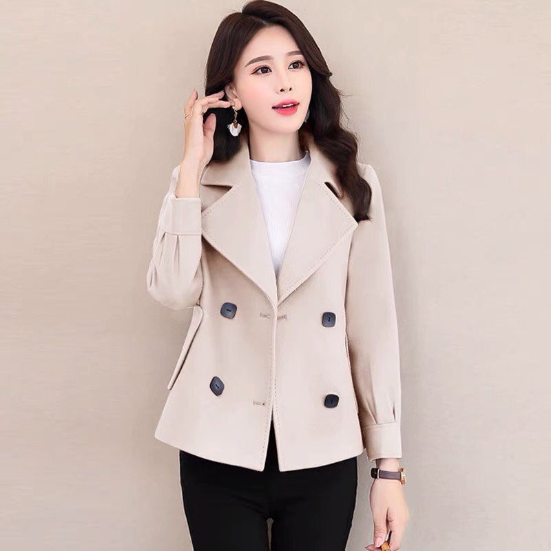 Áo dạ nữ 2 hàng cúc dài tay hàn quốc dễ phối đồ
