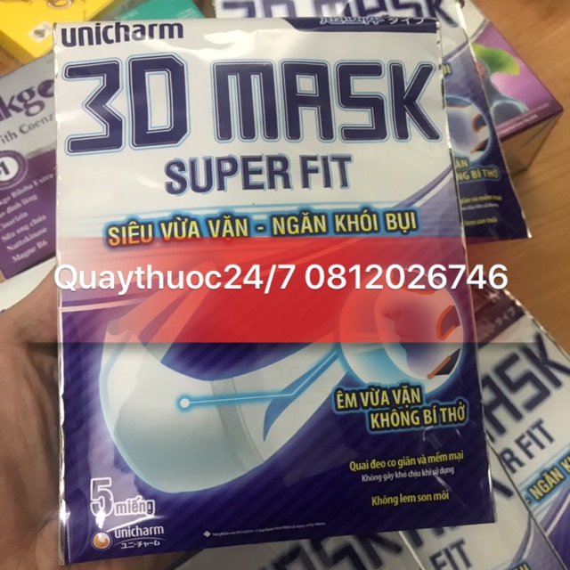 ✅✅KHẨU TRANG UNICHARM 3D MASK(túi 5 chiếc)
