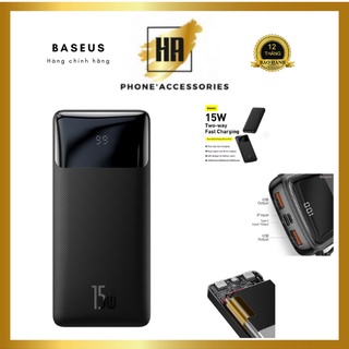Sạc dự phòng Baseus Bipow 10000mAh sạc nhanh 15W, màn hình LCD (Đen) chính hãng/Huonganh