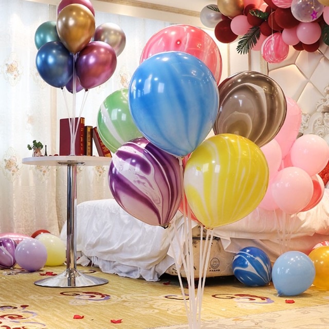 Set 10 Bóng Bay Vân Giả Đá Siêu Đẹp ,bóng Loang Siêu Hot