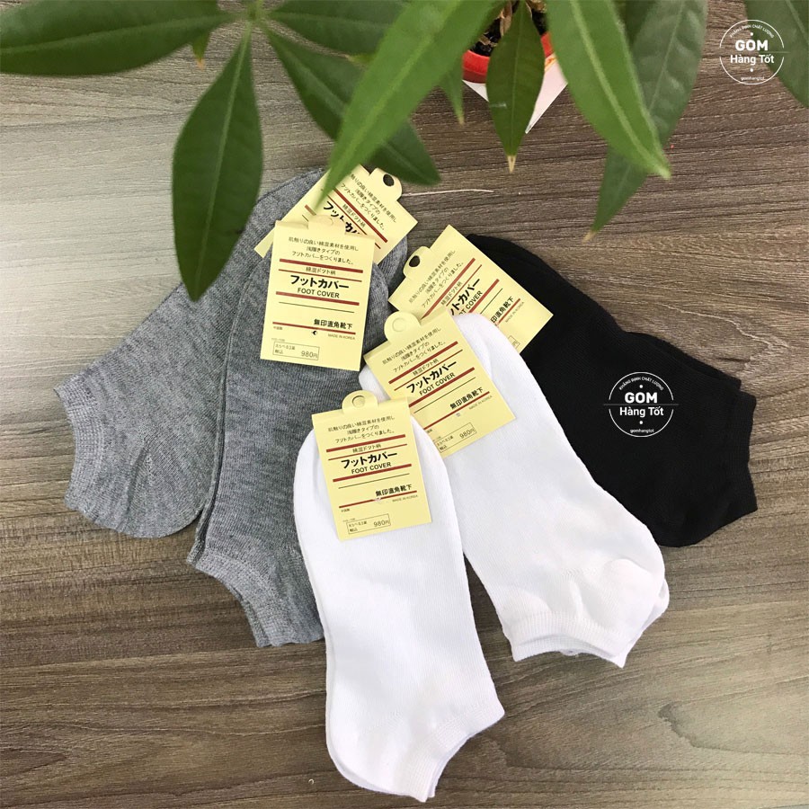 🌻Vớ Cổ Ngắn🌻Tất Nam Nữ Ba Màu Trơn 100% Cotton Hàng Xuất Nhật Cực Xịn Sò (Kèm Tag)