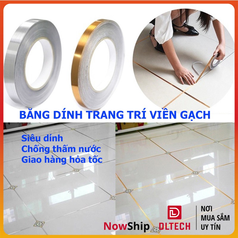 Băng Keo băng Dính Dán Viền Gạch Men 50m Chống Thấm Nước Trang Trí Nhà Cửa BKG DL TECH