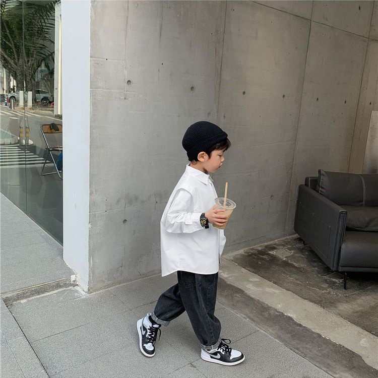 Áo Sơ Mi Mỏng Tay Dài Màu Trơn Phong Cách Thời Trang Xuân Thu Mới 2022 Cho Bé Trai