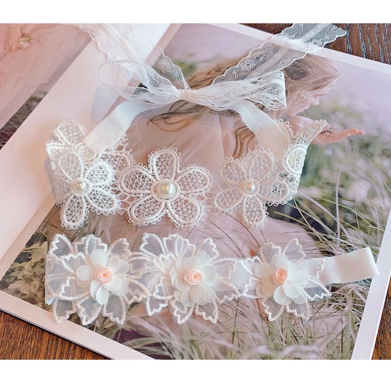 Băng đô ren tiểu thư đáng yêu cho bé phong cách Hàn Quốc