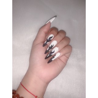 [Nail Box] móng úp thiết kế ngọn lửa rắc nhũ