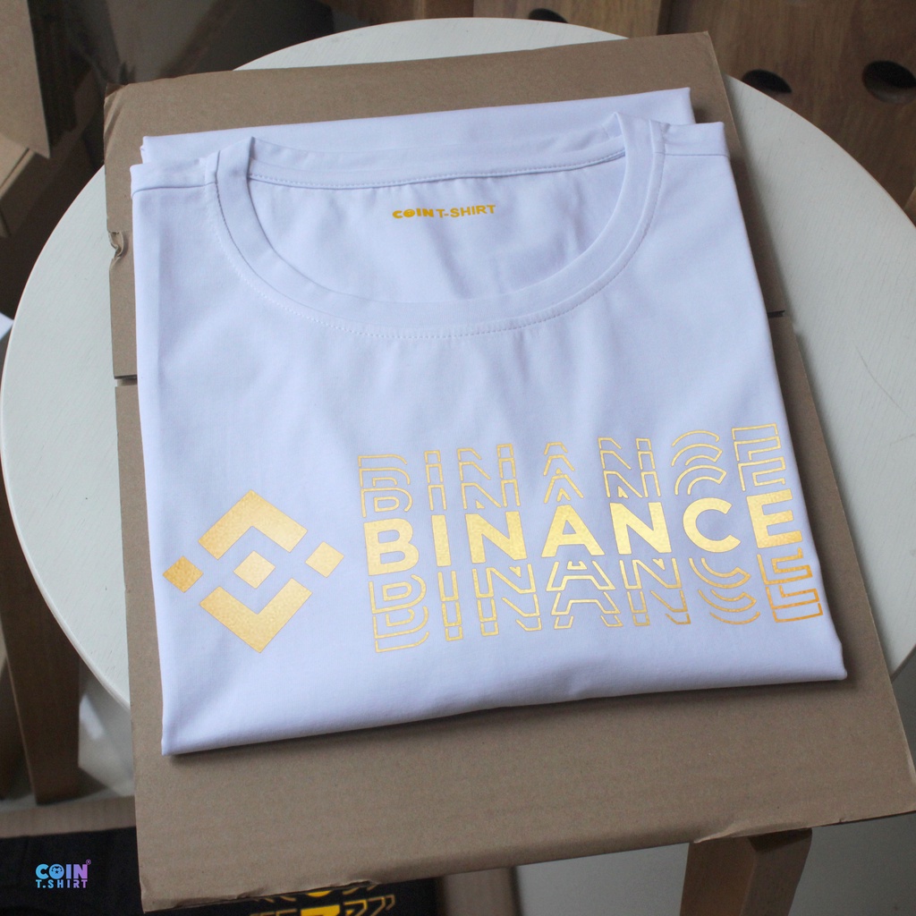 Áo thun cao cấp Binance hiệu ứng chuyển động, Bitcoin BTC, Ethereum ETH, Binance BNB, Polkadot DOT, Near