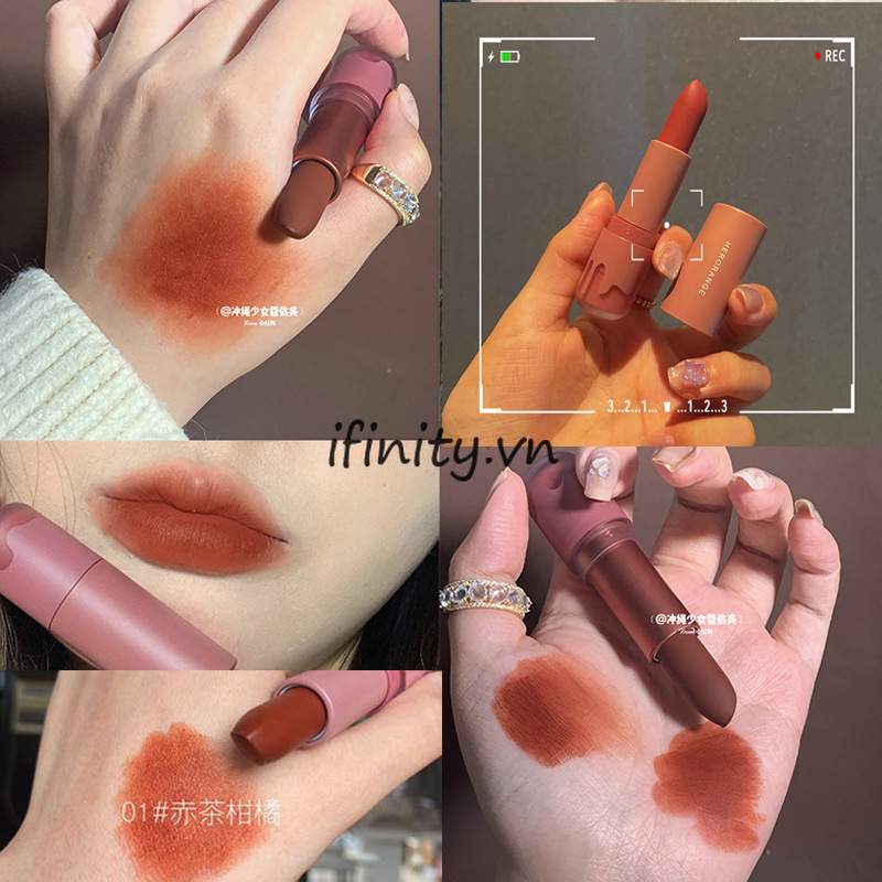 Son Herorange thỏi vỏ nhám hồng son lì lâu trôi Nội địa Trung