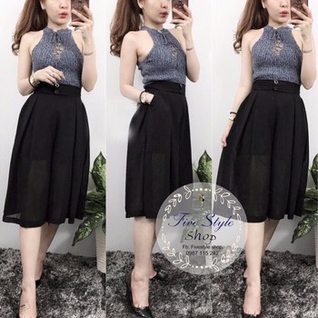 15Q12 Quần Culotte 2 nút style Hàn Quốc, chất voan đẹp mê ly