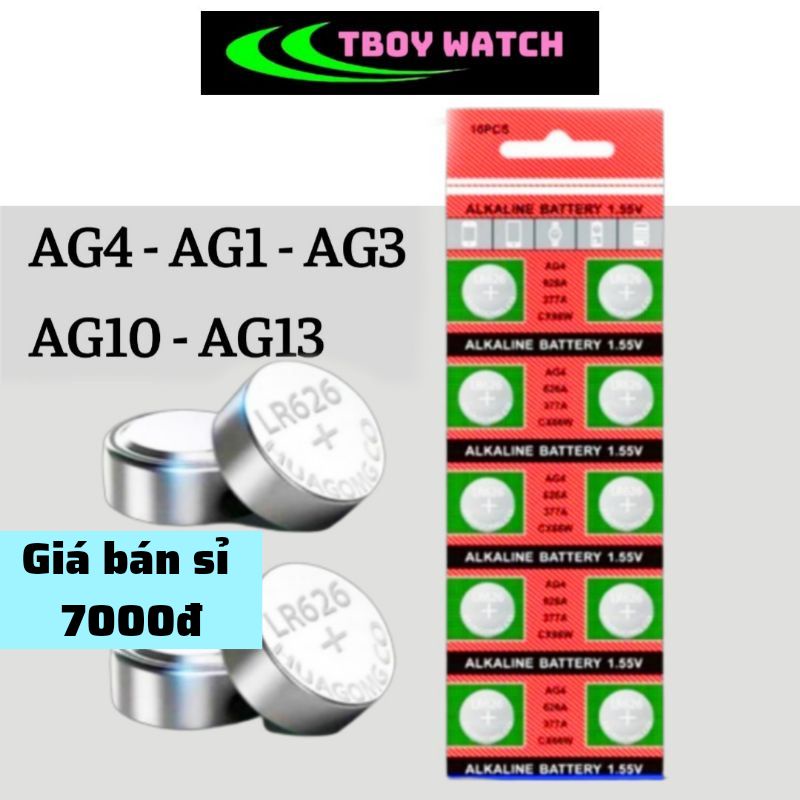 Vỉ 10 Viên | Pin đồng hồ AG4 LR626 , AG1 - AG3 - AG10 - AG13 Pin đồng hồ đeo tay phổ thông loại nhỏ cúc áo