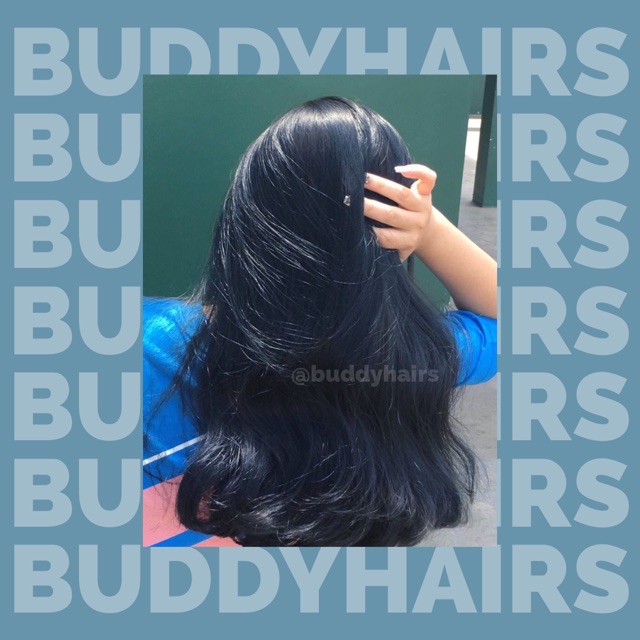 Thuốc nhuộm tóc Xanh dương đen không tẩy lên từ nền đen buddyhairs