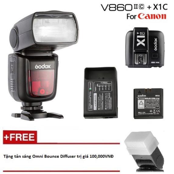 Đèn Flash Godox V860II Cho Canon kèm Trigger Godox X1 (kèm pin và sạc) - Tặng tản sáng Omni bouce