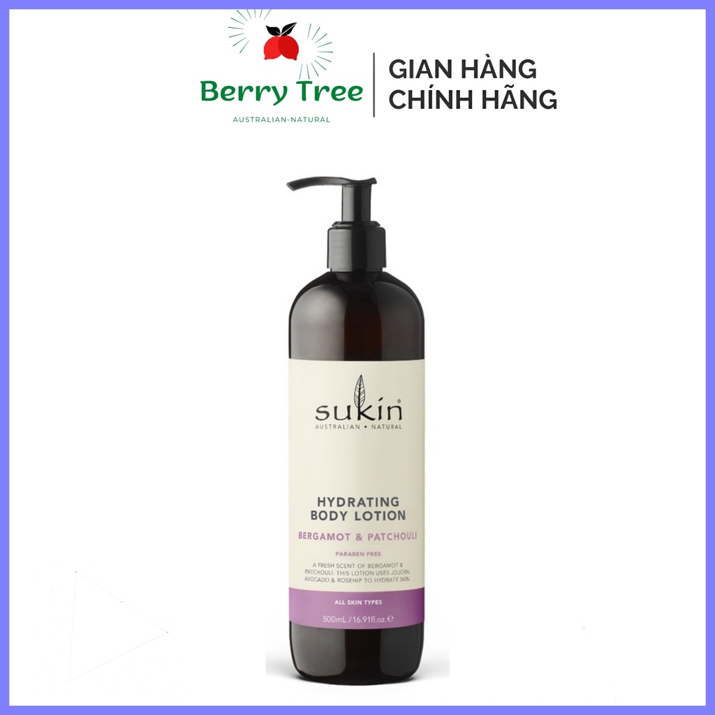 Sữa Dưỡng Thể Hương Cam Bergamot Và Hoắc Hương Sukin Hydrating Body Lotion Bergamot &amp; Patchouli 500ml (BR)