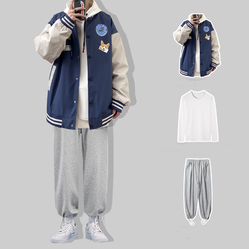Áo khoác bóng chày thêu chữ thời trang cho nam new in hoa áo dài tay khoác ifashion Hàn Quốc Thêu thùa top jacket